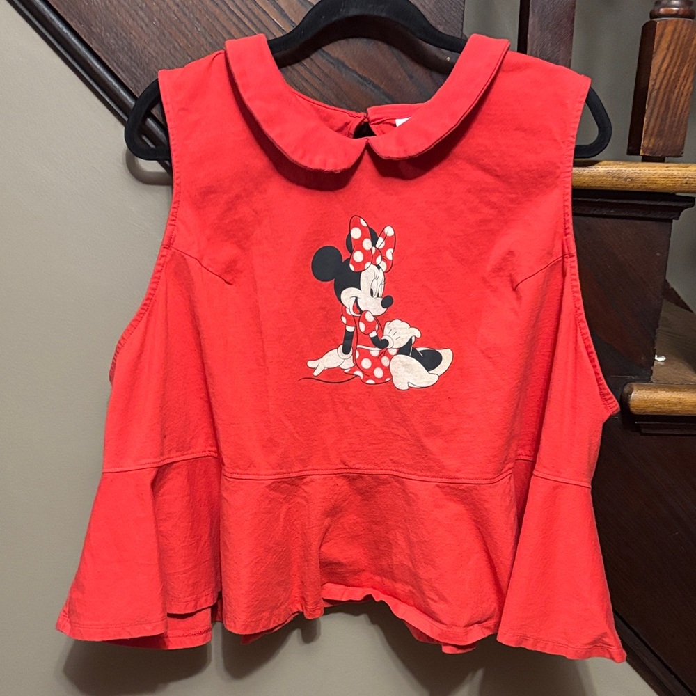 Disney Red Minnie Mouse Peplum Tank Top with Peter Pan Collar